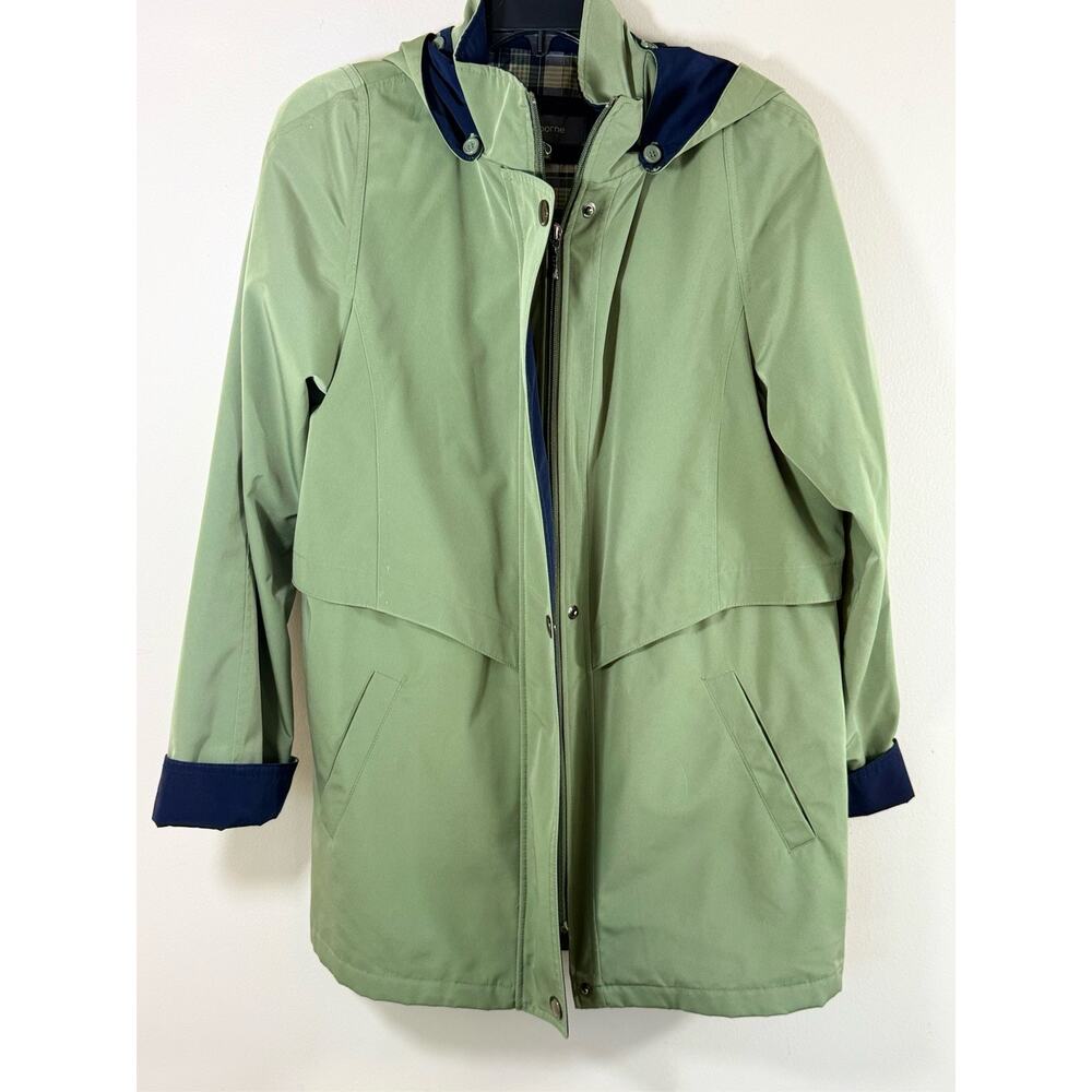 Women's Rain Jacket Green Full Zip Pockets M